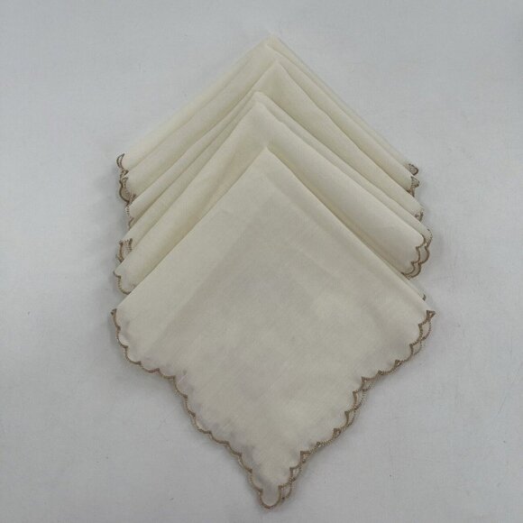 Embroidered cutout Table runner, 6 placemats and 6 napkins Unbleached - Picture 4 of 8